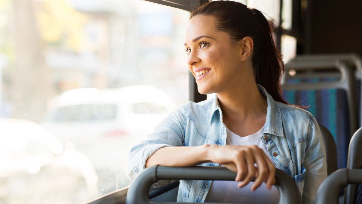 woman riding the bus