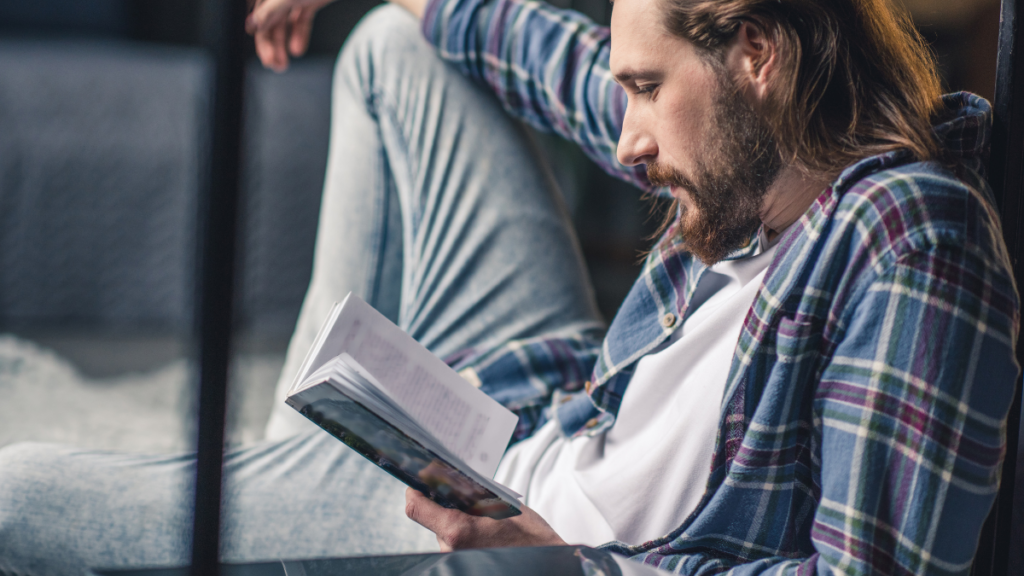 Man Reading Book Relaxing