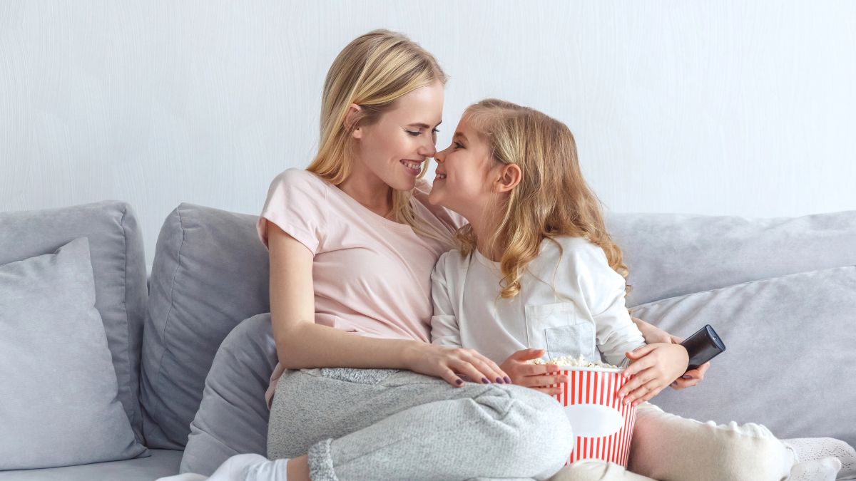 mom and daughter cuddling